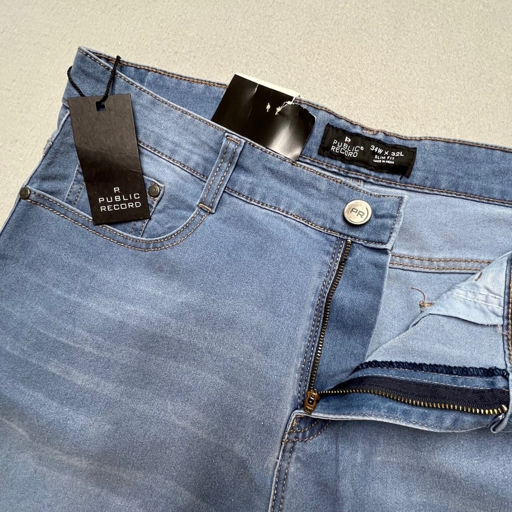NWTPublic Record Mens Slim Fit Denim Pants Light Blue 34W x‎ 32L PRDNM-LT BLUE